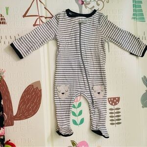 Baby 0-3mo Cloud Island Bear and Stripe Jumpsuit